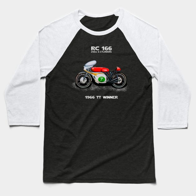 The Awesome 1966 RC 166 6 Motorcycle TT winner Mike the Bike by Motormaniac Baseball T-Shirt by MotorManiac